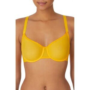 🆕DKNY Sheer Mesh Underwire Demi Bra 34C Yellow Gold